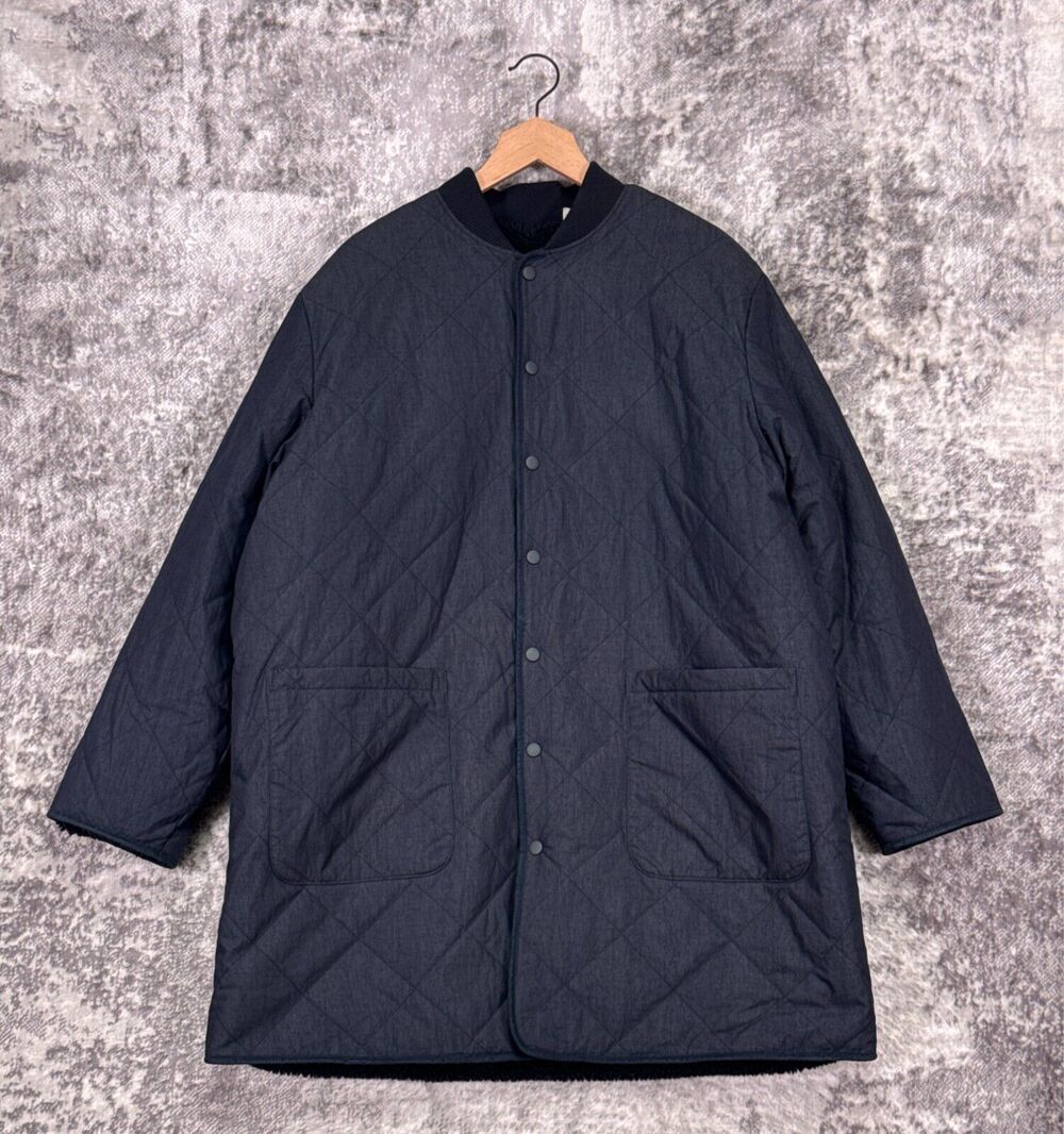 Levis Made & Crafted Coat XL Indigo Blue Quilted Reversible Sherpa Fleece Jacket